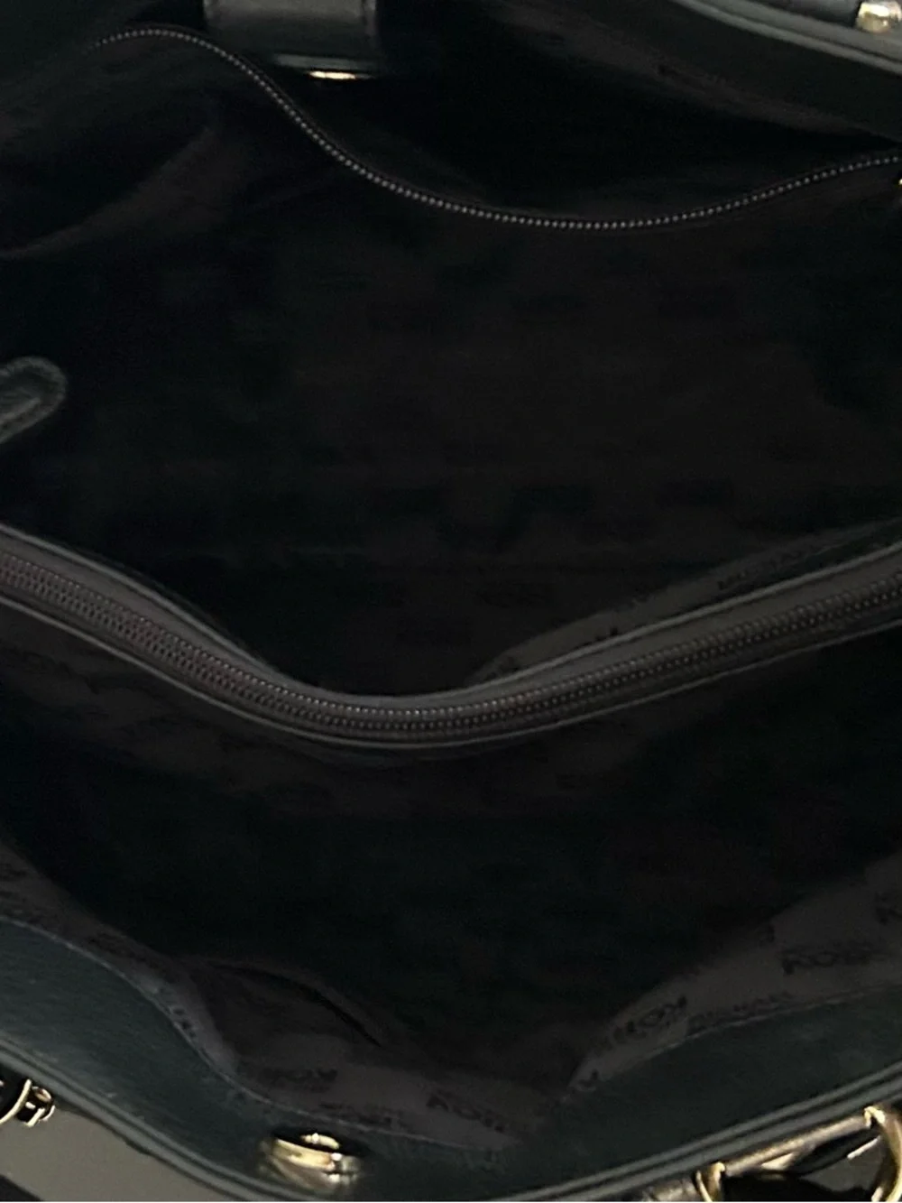 Michael Kors Black Leather Satchel Gold Hardware Shoulder Bag Crossbody - Picture 9 of 14